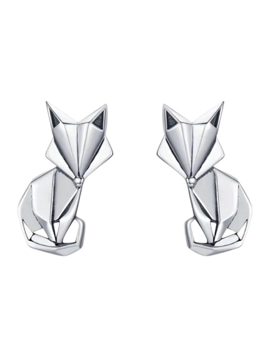 Sterling Silver Abstract Fox Stud Earrings